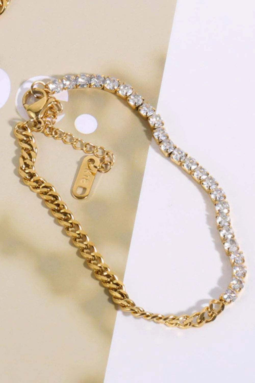 Inlaid Zircon Stainless Steel Bracelet Gold One Size Bracelets - Tophatter Daily Deals